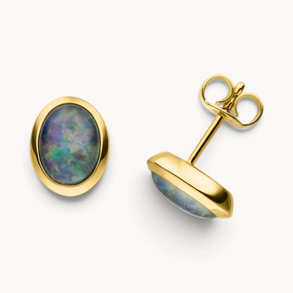 Ohrstecker in 585er Gelbgold mit Opal oder Opal-Triplette