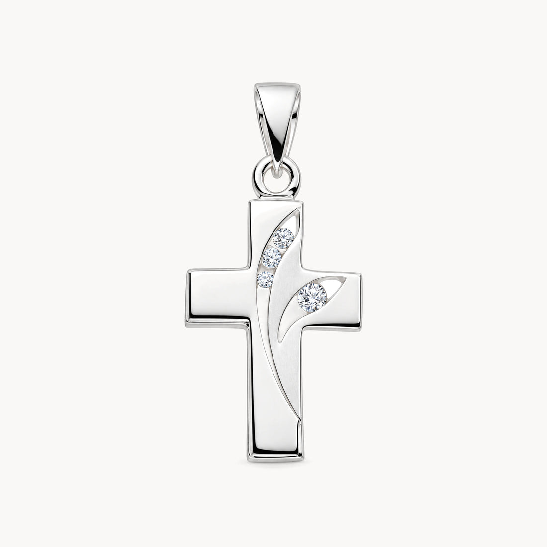 Kreuzanhänger in 925er Silber mit Zirkonia