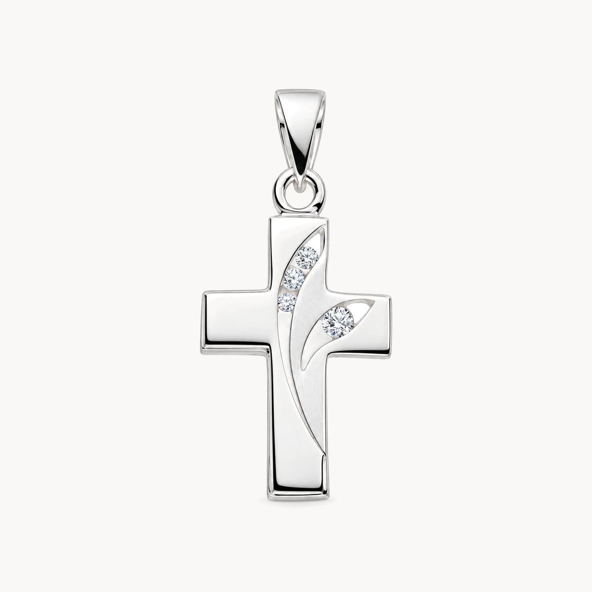 Kreuzanhänger in 925er Silber mit Zirkonia