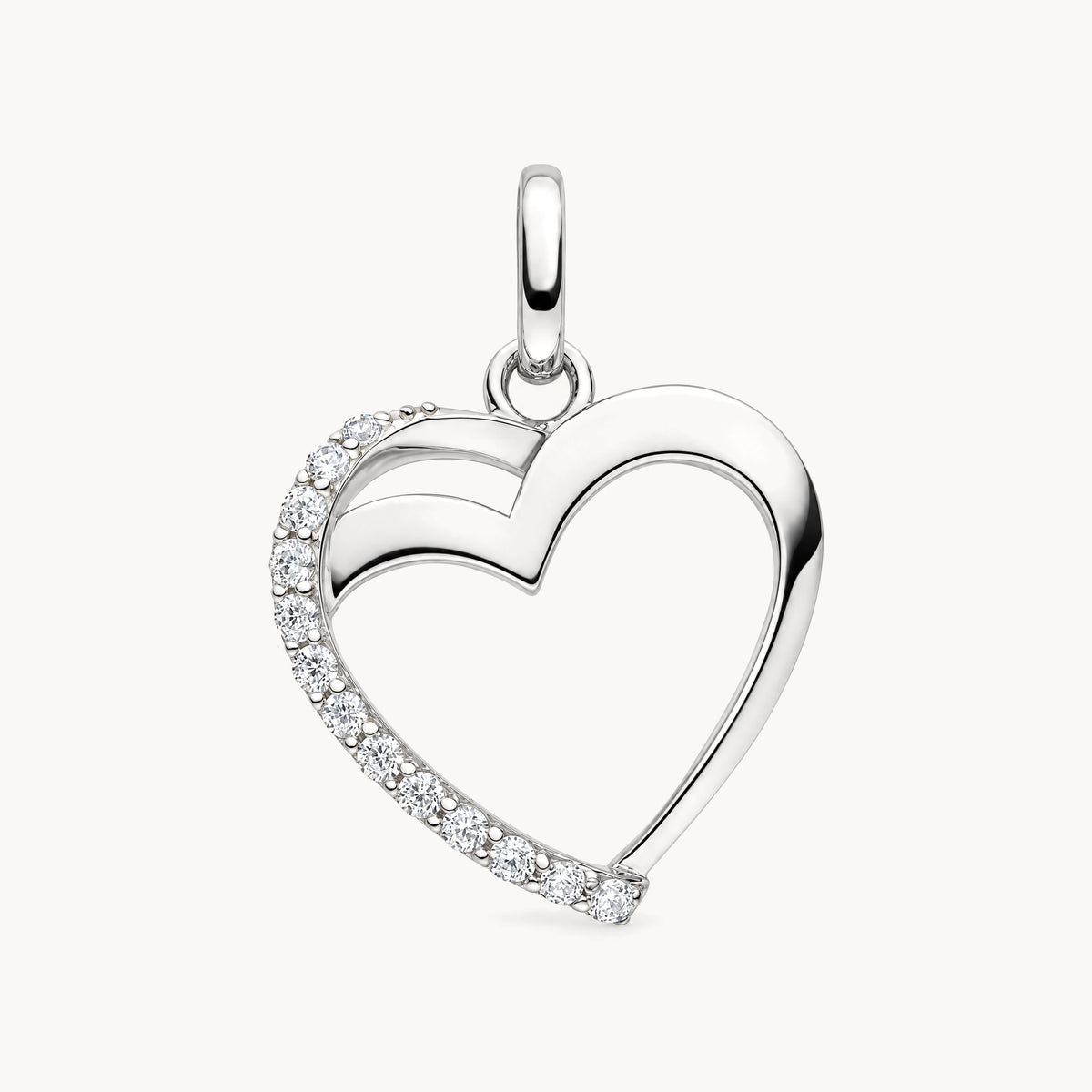 Herzanhänger in 925er Silber rhodiniert mit Zirkonia