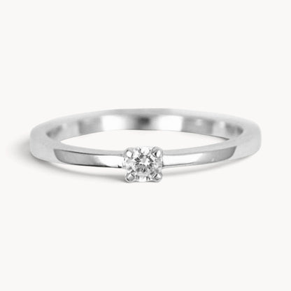 Solitärring in 925er Silber rhodiniert mit Diamant