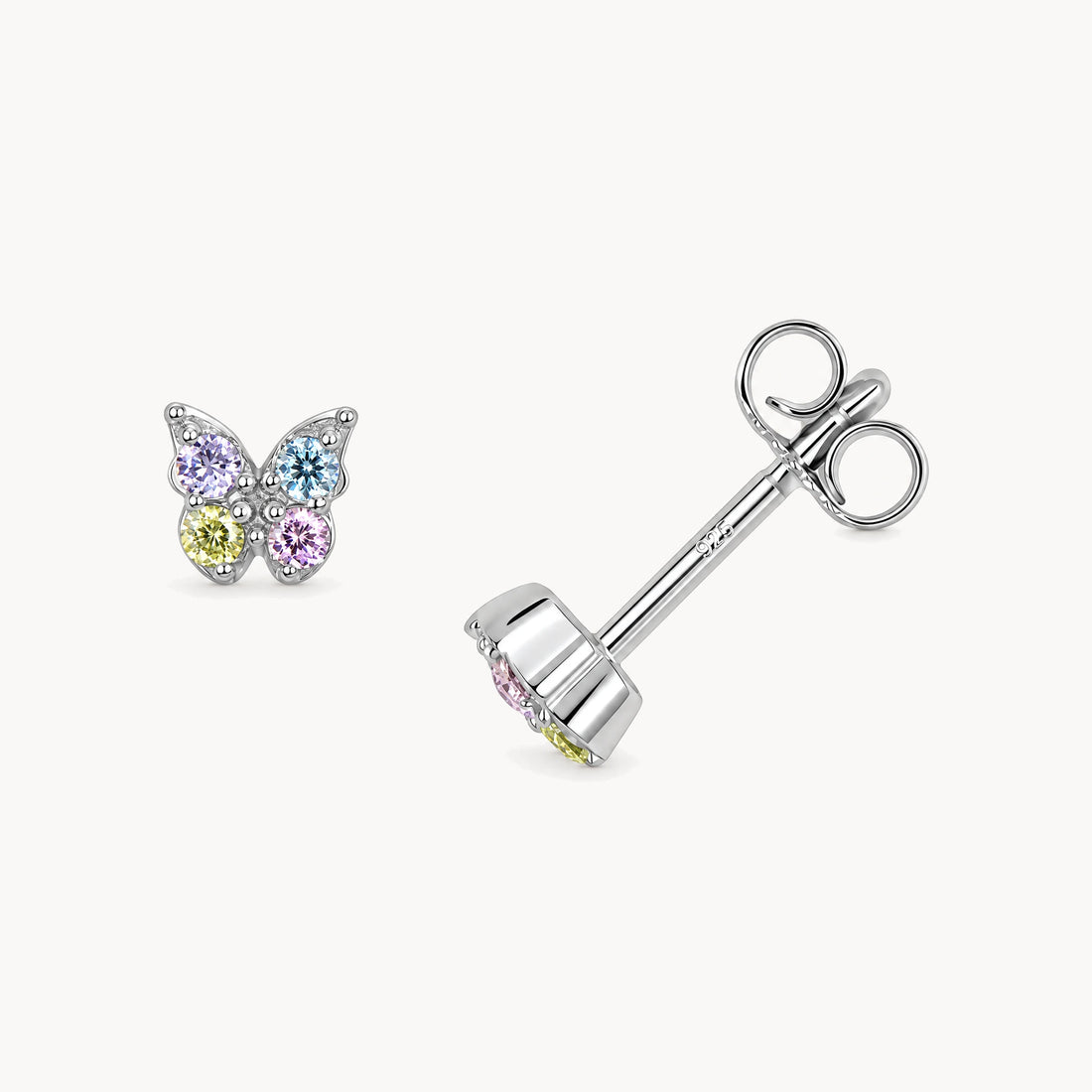 Ohrstecker „Schmetterling“ in 925er Silber rhodiniert mit Zirkonia