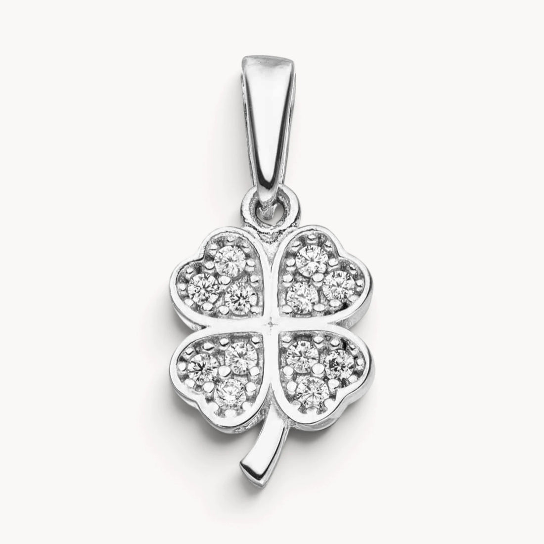 Glücksanhänger „Kleeblatt“ in Gold &amp; Silber mit Zirkonia