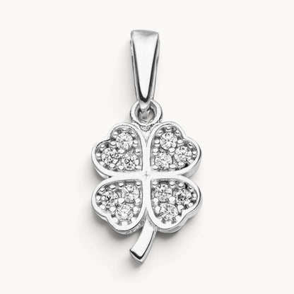 Glücksanhänger „Kleeblatt“ in Gold &amp; Silber mit Zirkonia