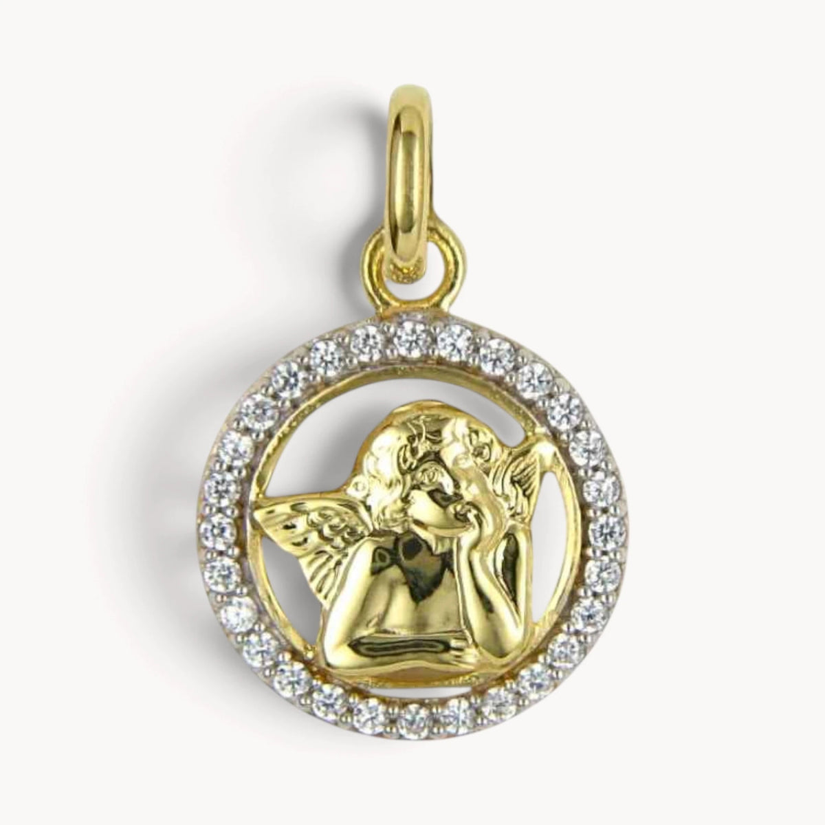 Engelanhänger in Gold &amp; Silber mit Zirkonia