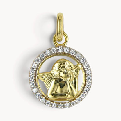 Engelanhänger in Gold &amp; Silber mit Zirkonia
