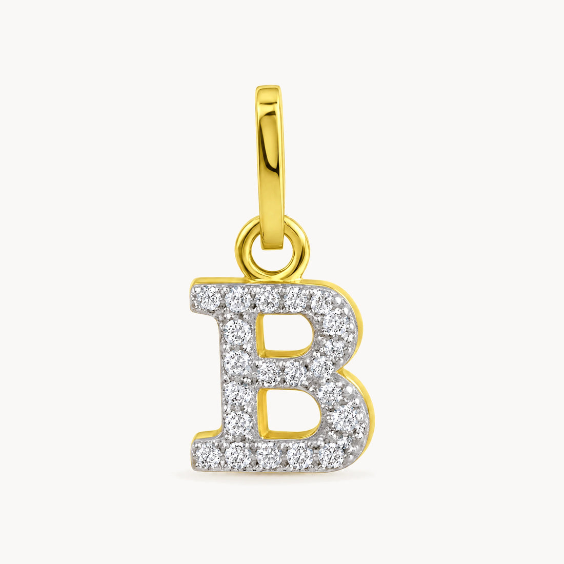 Buchstabenanhänger in 333er Gelbgold mit Zirkonia – Buchstabe B
