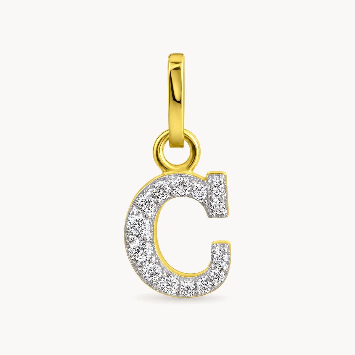 Buchstabenanhänger in 333er Gelbgold mit Zirkonia – Buchstabe C