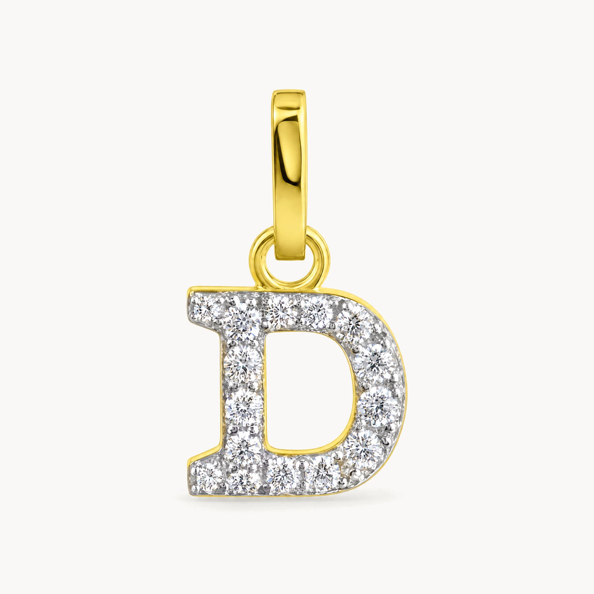 Buchstabenanhänger in 333er Gelbgold mit Zirkonia – Buchstabe D