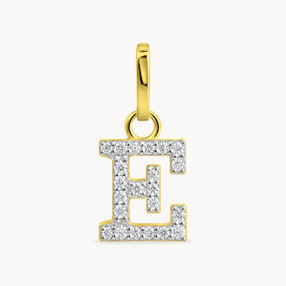 Buchstabenanhänger in 333er Gelbgold mit Zirkonia – Buchstabe E