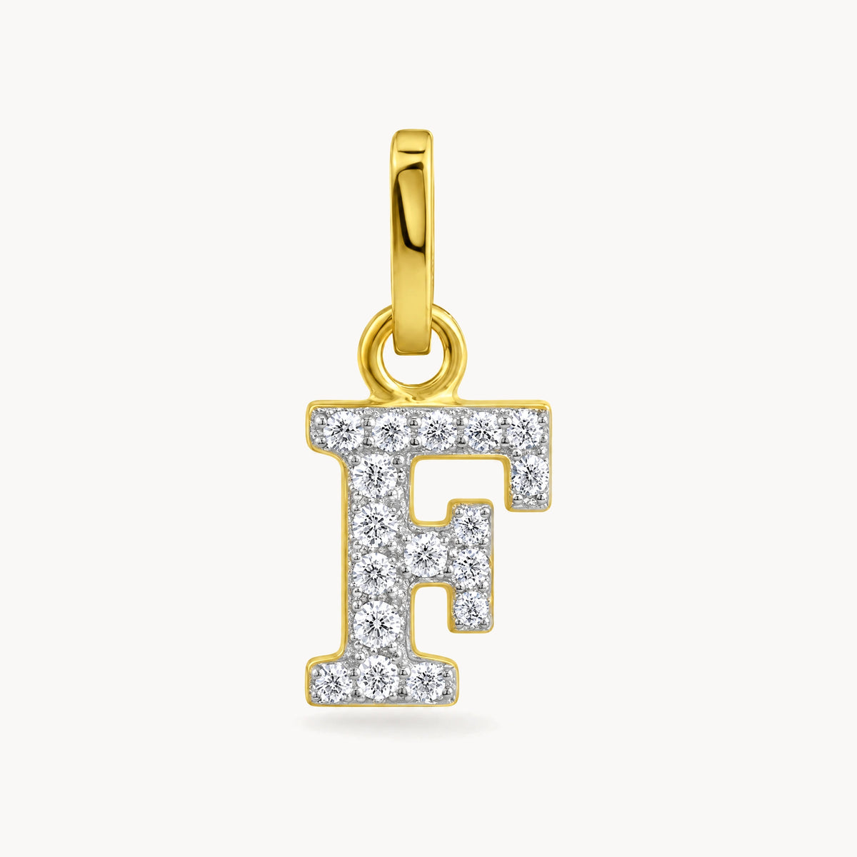 Buchstabenanhänger in 333er Gelbgold mit Zirkonia – Buchstabe F