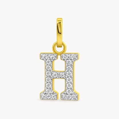 Buchstabenanhänger in 333er Gelbgold mit Zirkonia – Buchstabe H