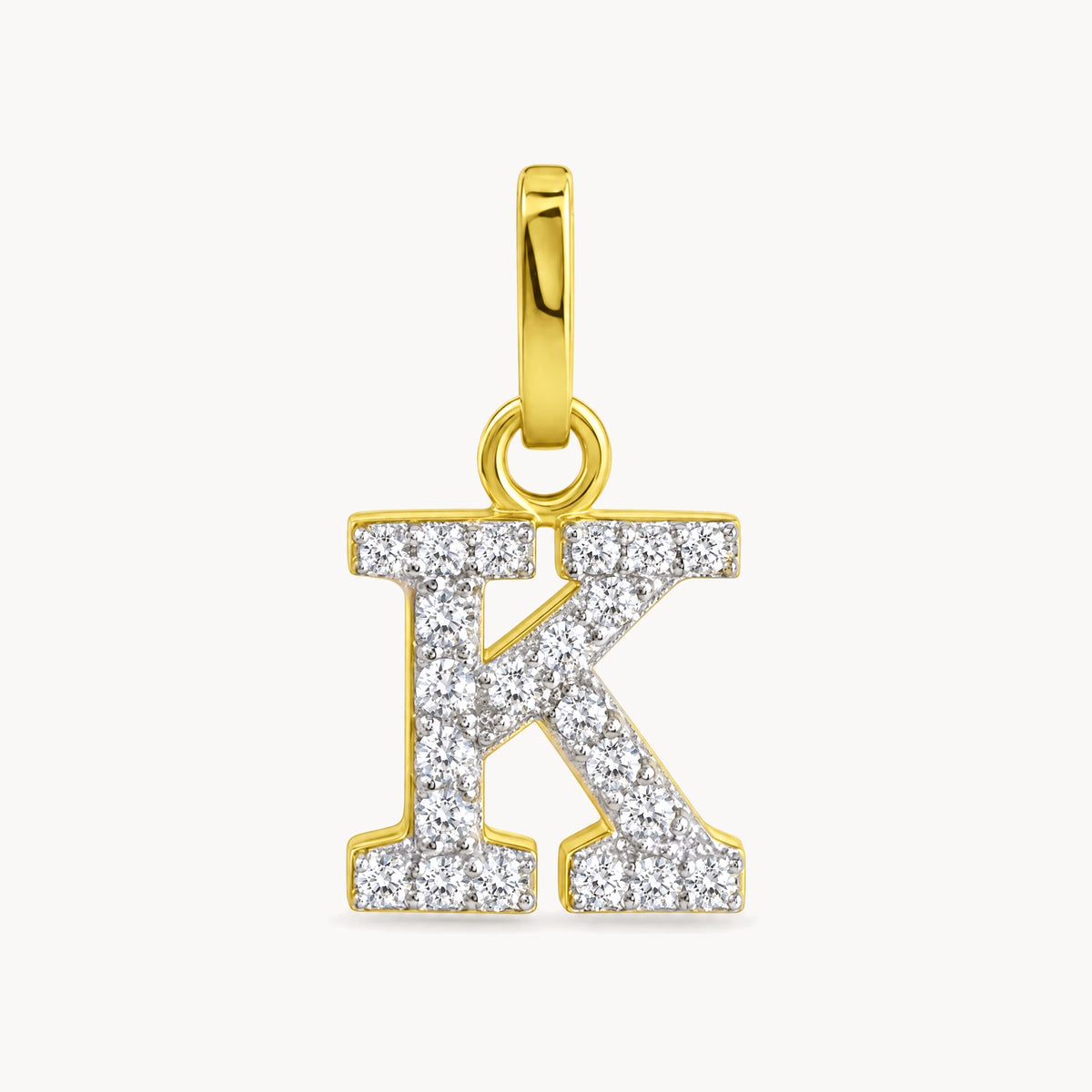 Buchstabenanhänger in 333er Gelbgold mit Zirkonia – Buchstabe K