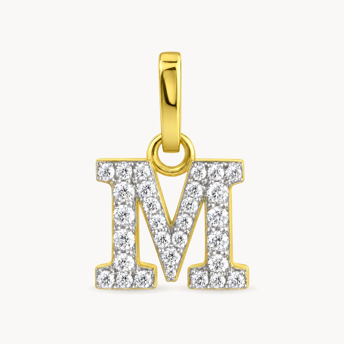 Buchstabenanhänger in 333er Gelbgold mit Zirkonia – Buchstabe M