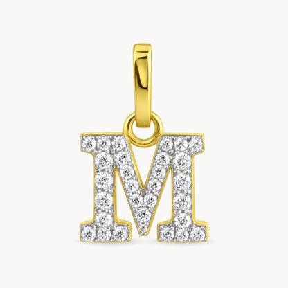 Buchstabenanhänger in 333er Gelbgold mit Zirkonia – Buchstabe M