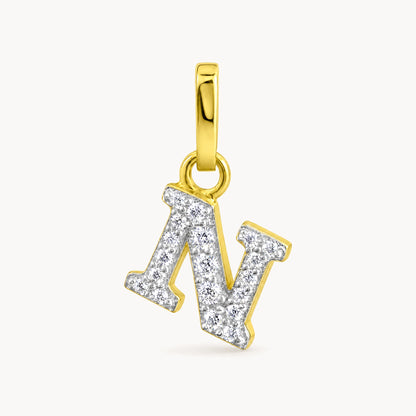 Buchstabenanhänger in 333er Gelbgold mit Zirkonia – Buchstabe N