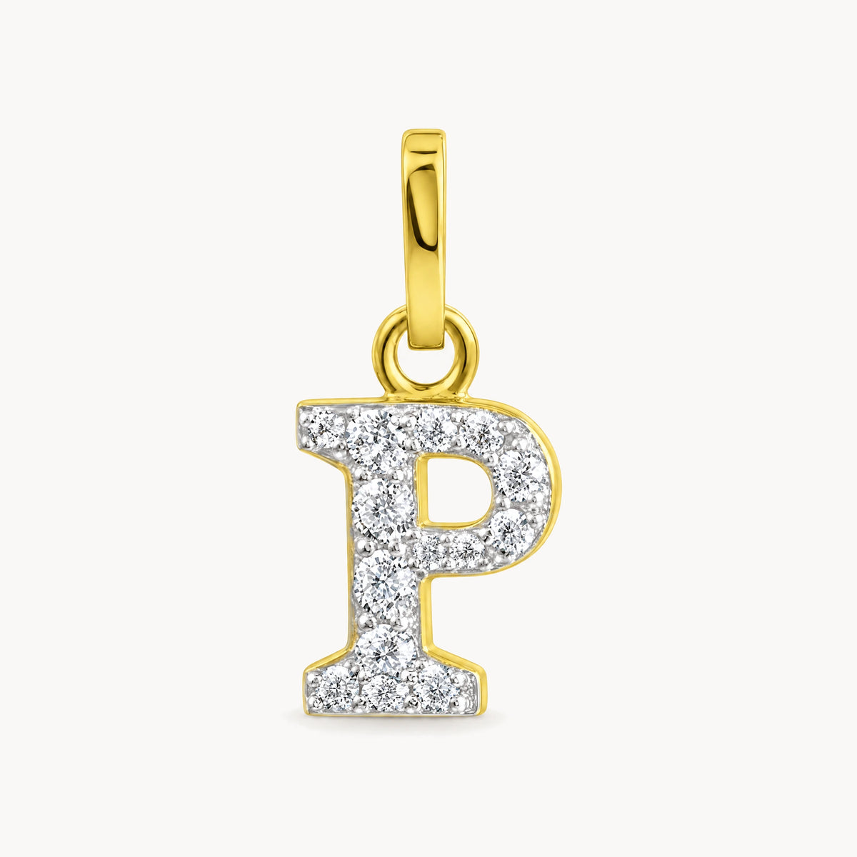 Buchstabenanhänger in 333er Gelbgold mit Zirkonia – Buchstabe P