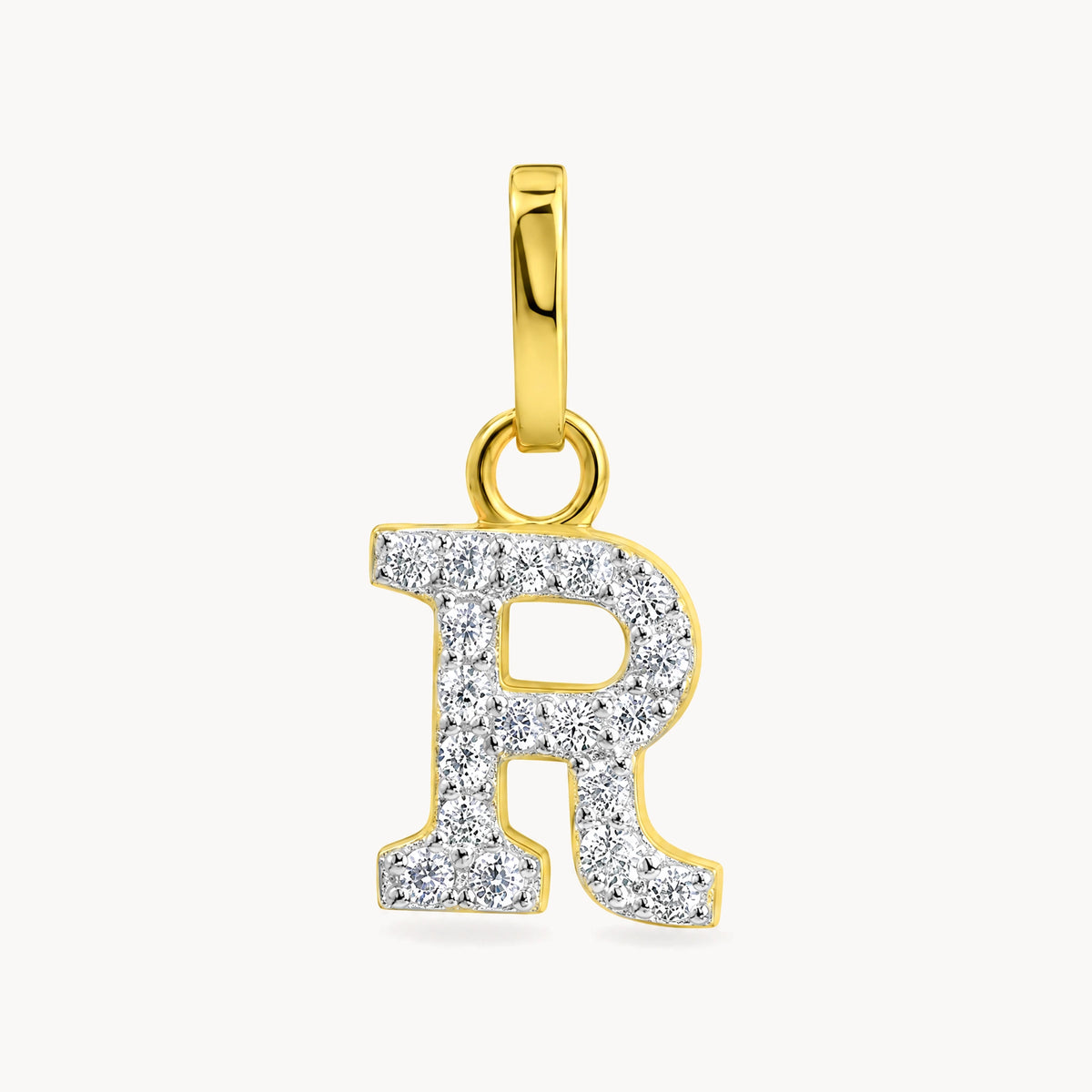 Buchstabenanhänger in 333er Gelbgold mit Zirkonia – Buchstabe R