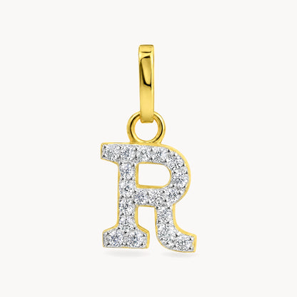 Buchstabenanhänger in 333er Gelbgold mit Zirkonia – Buchstabe R