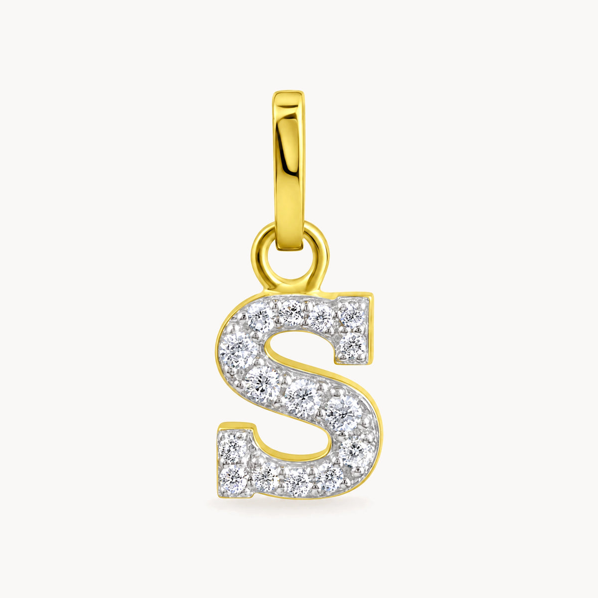Buchstabenanhänger in 333er Gelbgold mit Zirkonia – Buchstabe S