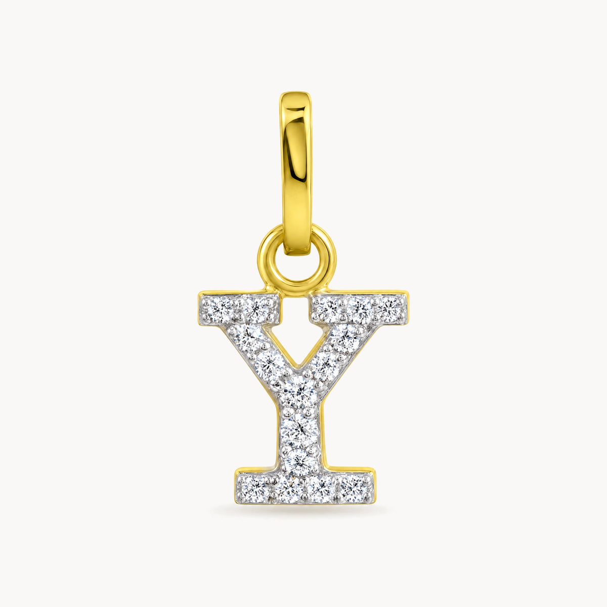 Buchstabenanhänger in 333er Gelbgold mit Zirkonia – Buchstabe Y