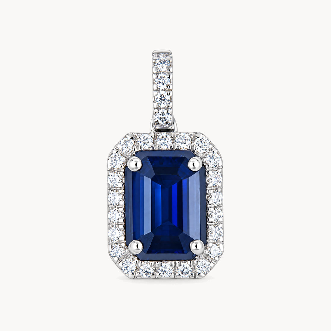 Anhänger in 585er Weißgold mit Saphir &amp; Diamant