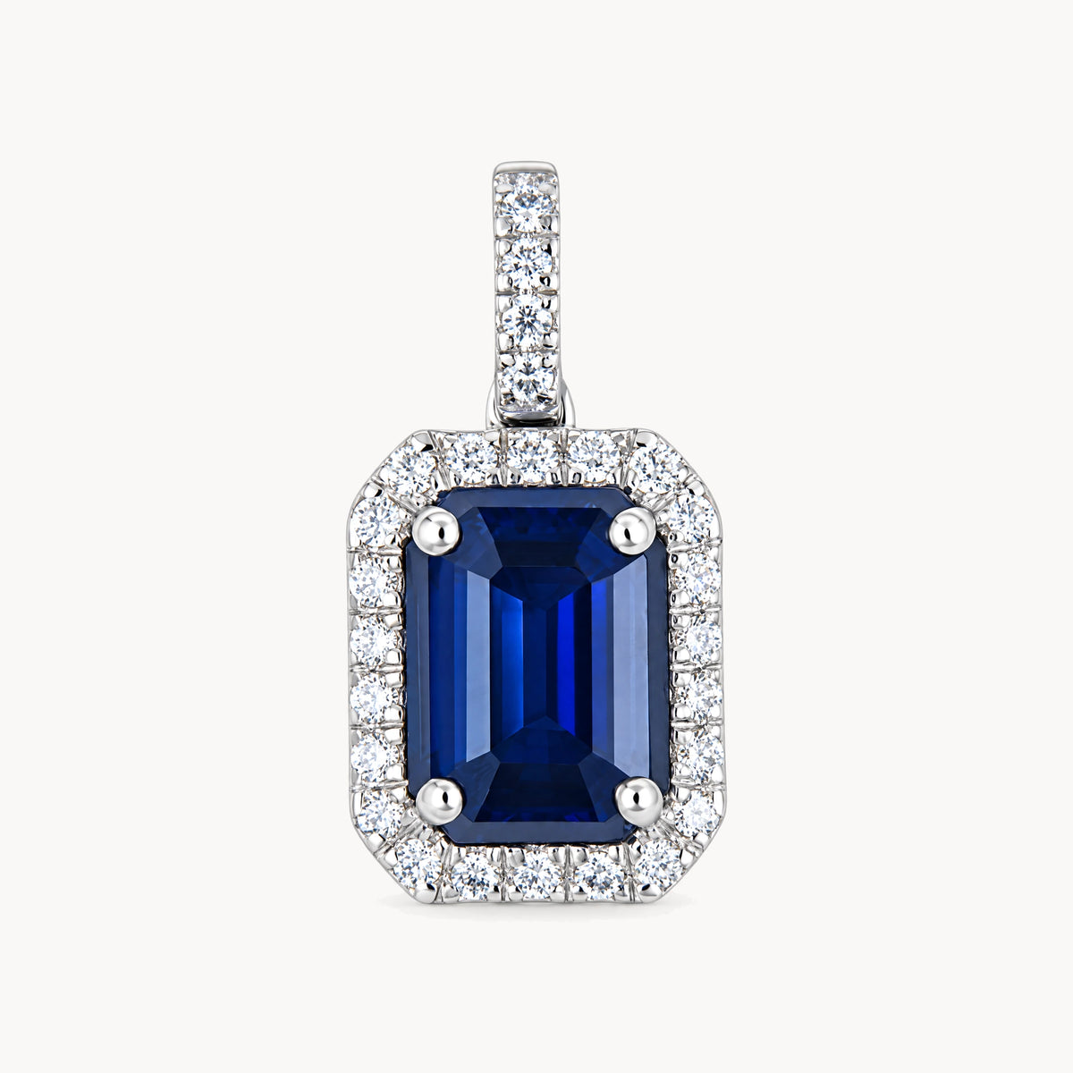 Anhänger in 585er Weißgold mit Saphir &amp; Diamant