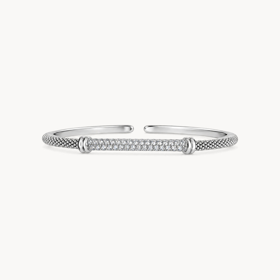 Armspange in 925er Silber rhodiniert &amp; Stahl mit Zirkonia