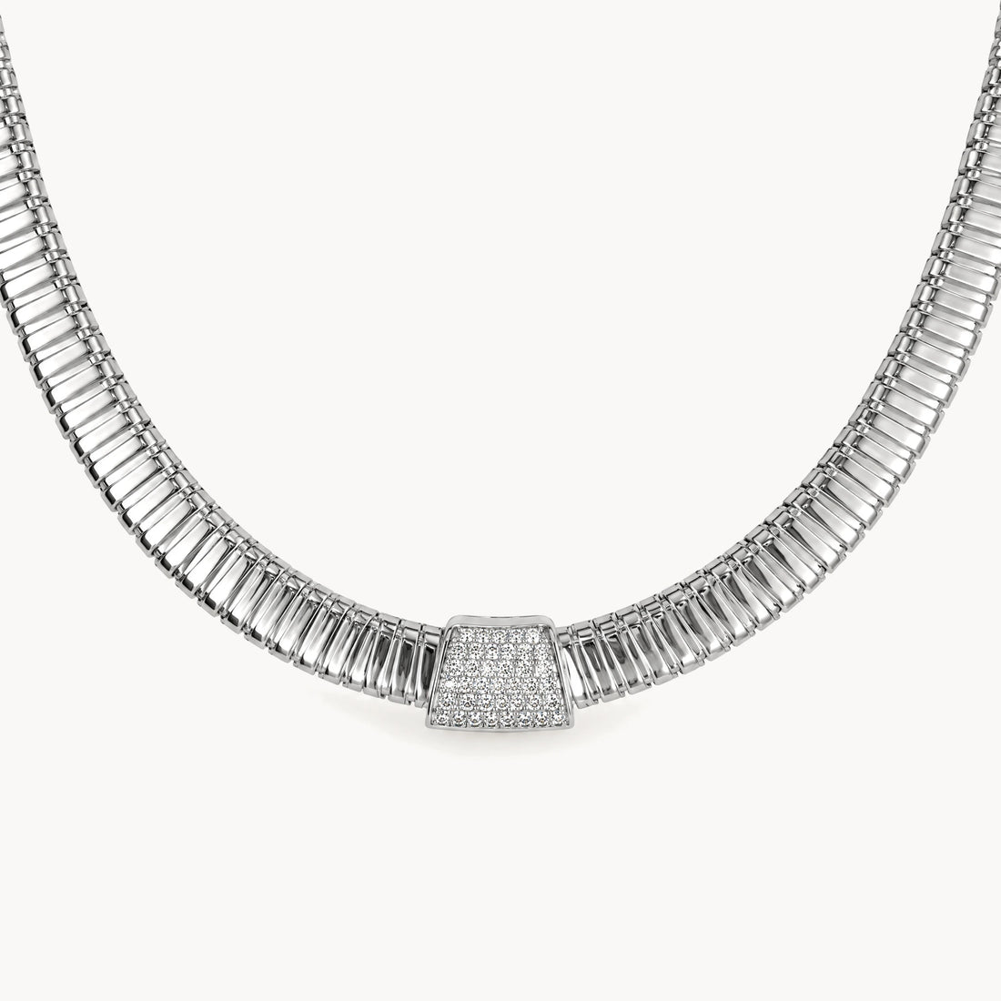 Collier in 925er Silber rhodiniert mit Zirkonia