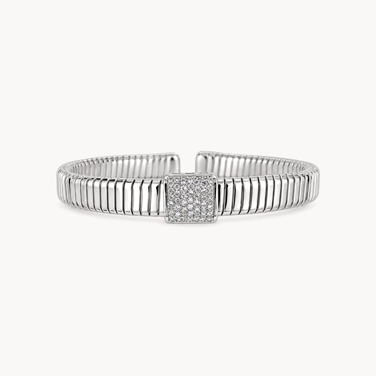 Armspange in 925er Silber rhodiniert &amp; Stahl mit Zirkonia