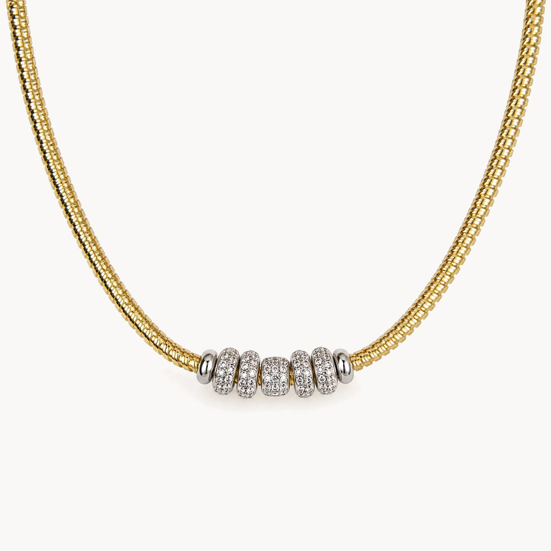 Collier in 925er Silber bicolor mit Zirkonia