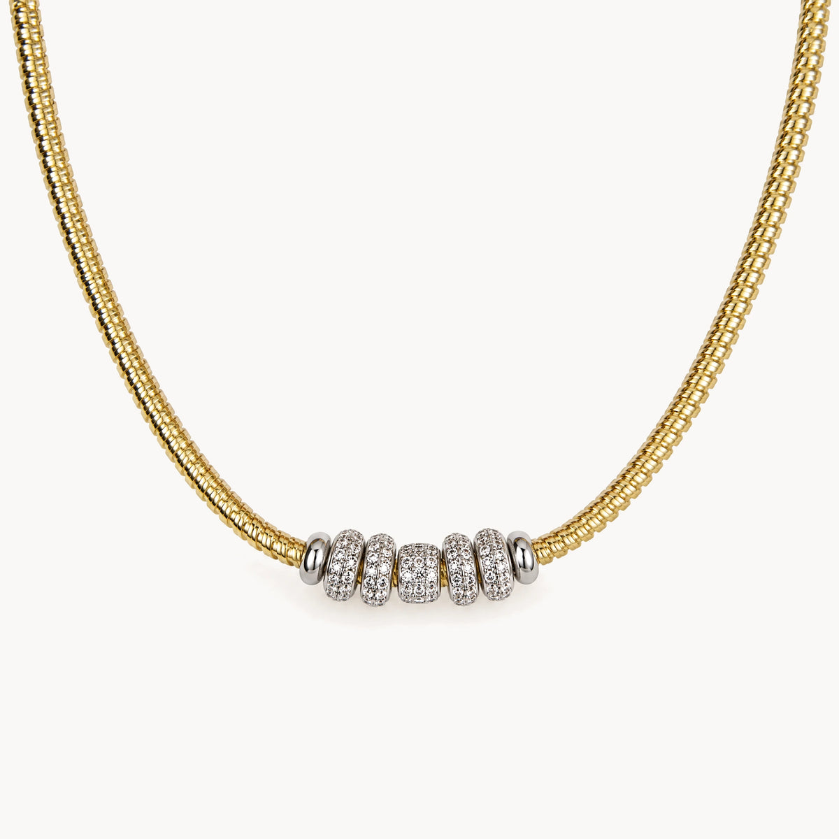 Collier in 925er Silber bicolor mit Zirkonia