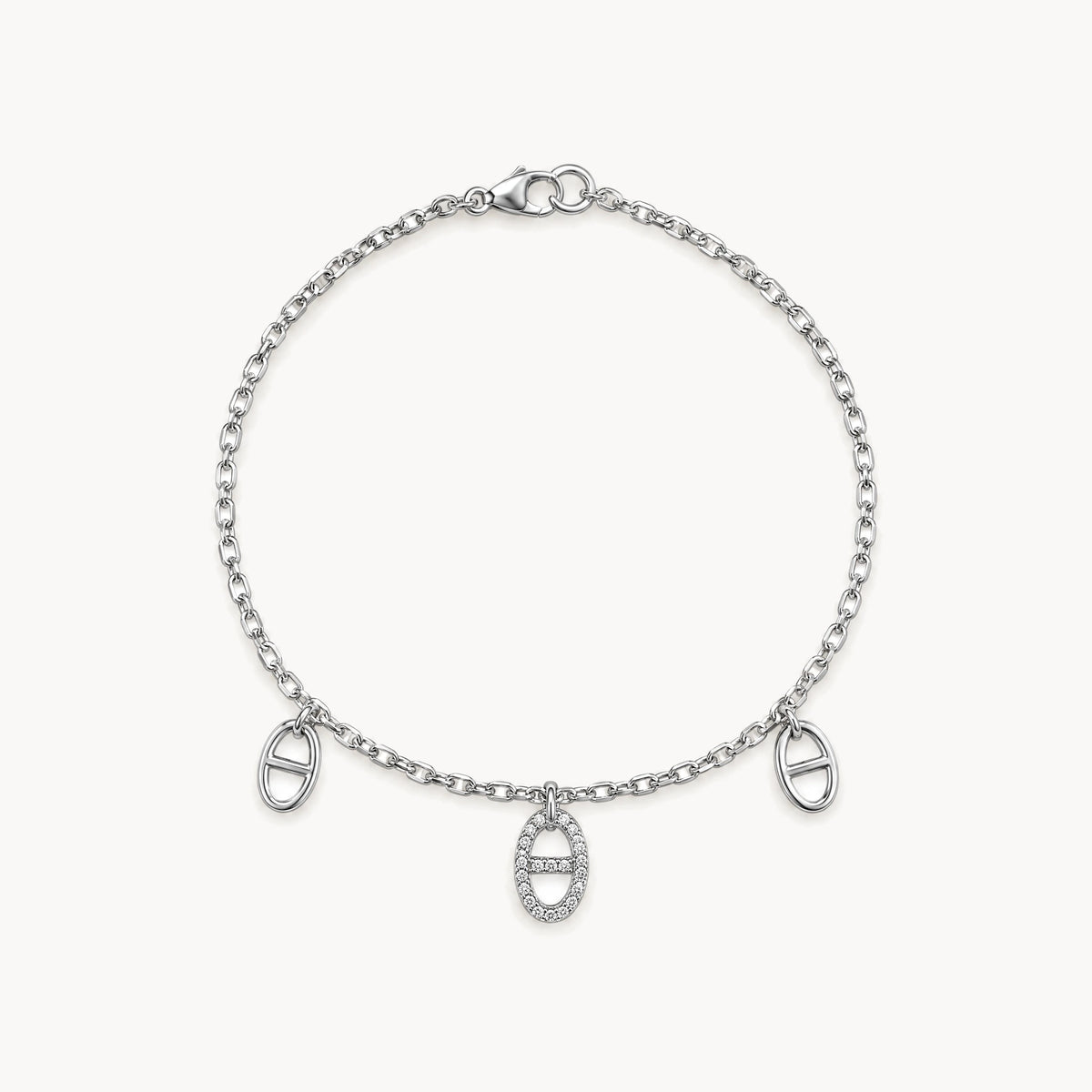 Armband in 925er Silber rhodiniert mit Zirkonia