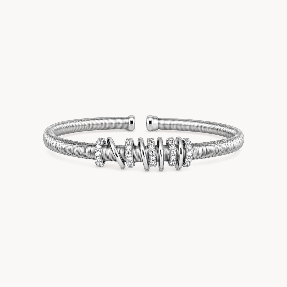 Armspange in 925er Silber rhodiniert &amp; Stahl mit Zirkonia