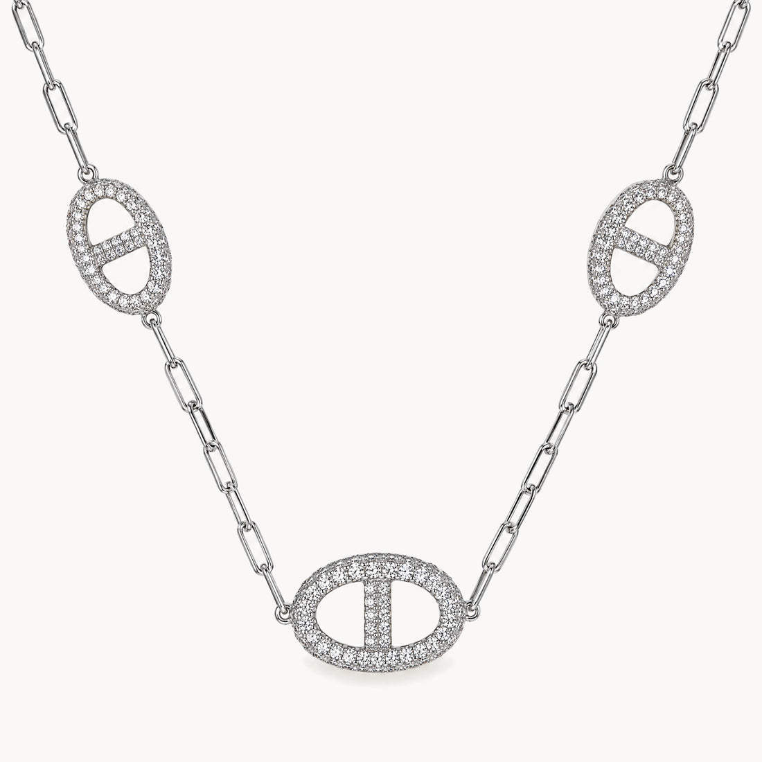 Collier in 925er Silber rhodiniert mit Zirkonia