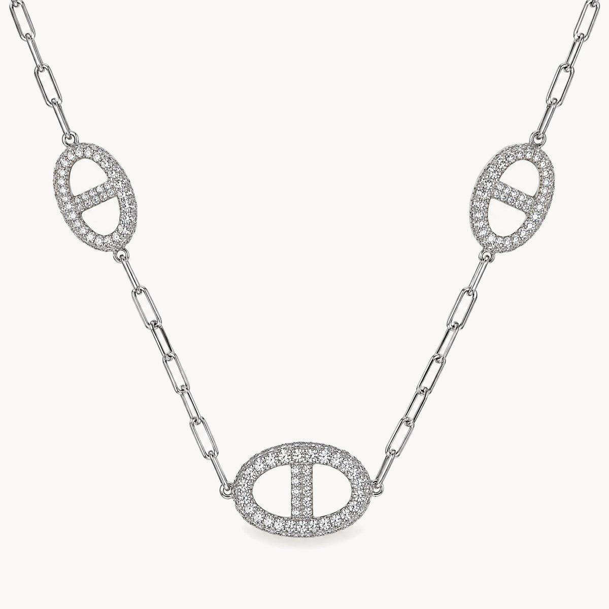 Collier in 925er Silber rhodiniert mit Zirkonia