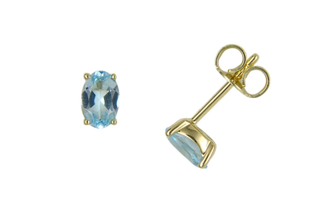 Ohrstecker in 585er Gelbgold mit Peridot oder Blautopas