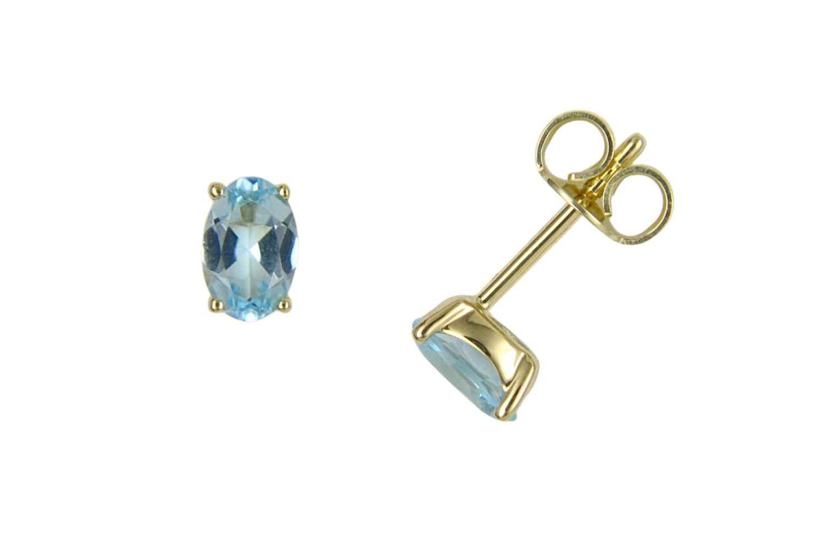 Ohrstecker in 585er Gelbgold mit Peridot oder Blautopas