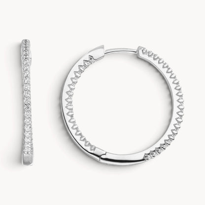 Creole in 925er Silber mit Zirkonia, innen/außen ausgefasst