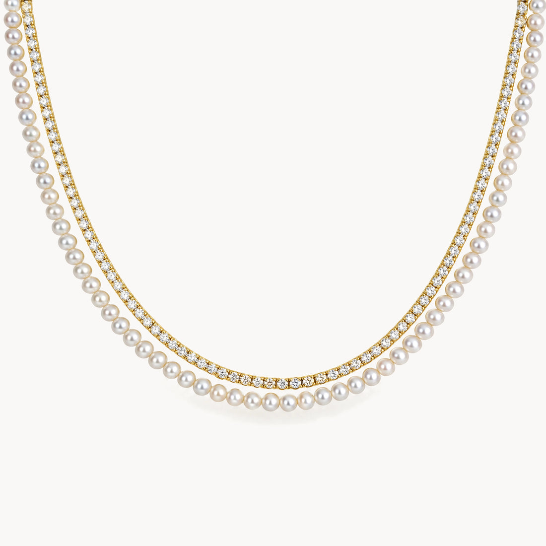 Collier in 925er Silber gelbvergoldet mit Zuchtperle &amp; Zirkonia