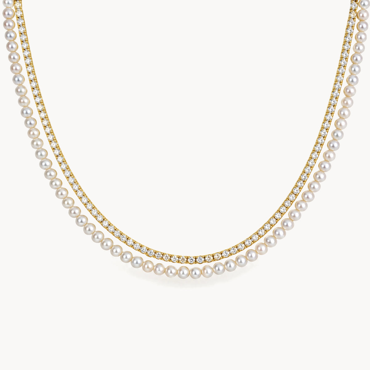 Collier in 925er Silber gelbvergoldet mit Zuchtperle &amp; Zirkonia