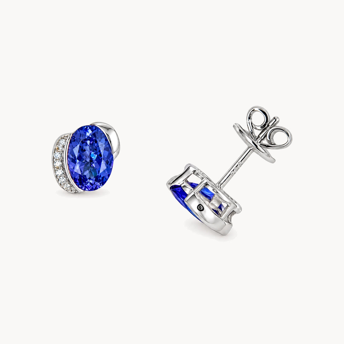 Ohrstecker in 585er Weißgold mit Tansanit &amp; Diamant