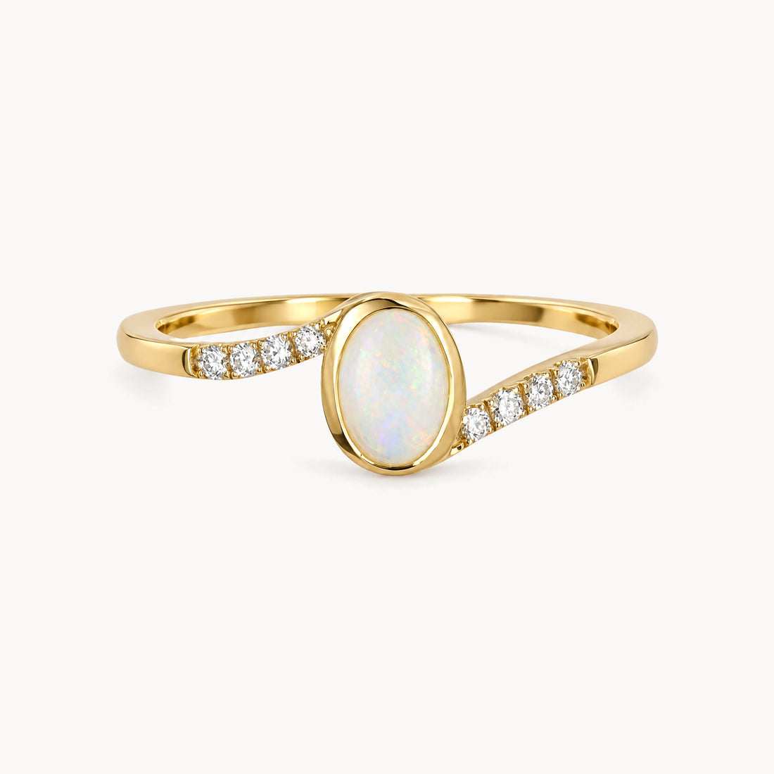 Damenring in 585er Gelbgold mit Diamant &amp; Opal