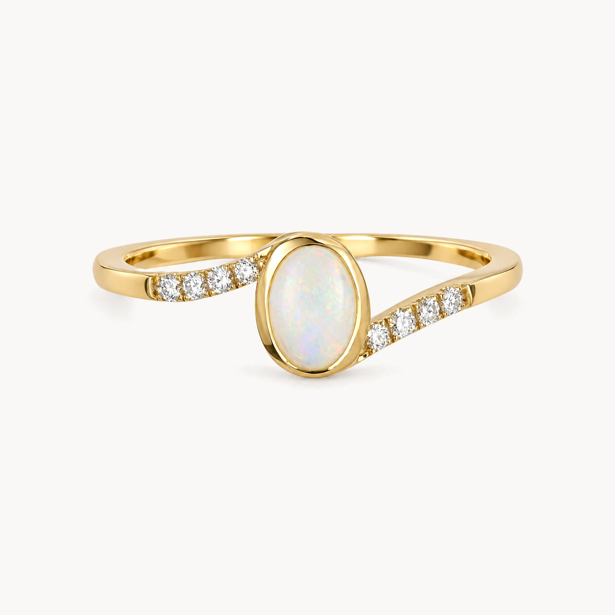 Damenring in 585er Gelbgold mit Diamant &amp; Opal