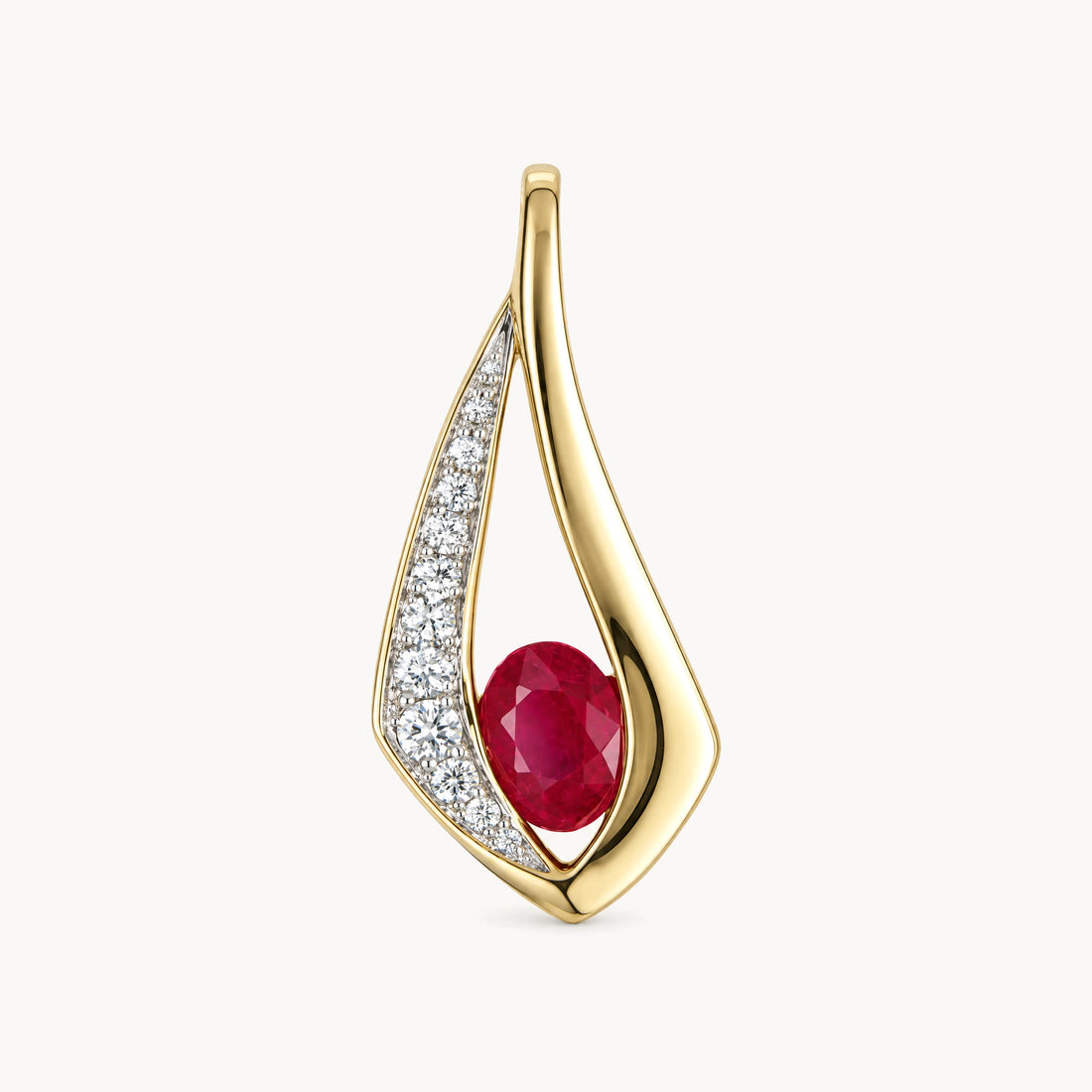 Anhänger in 585er Gelbgold mit Diamant &amp; Rubin