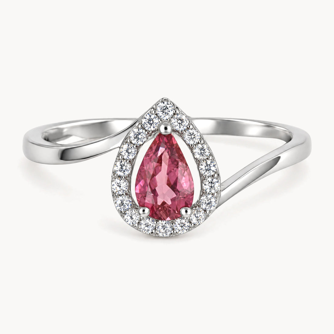 Damenring in 585er Weißgold mit Turmalin &amp; Diamant