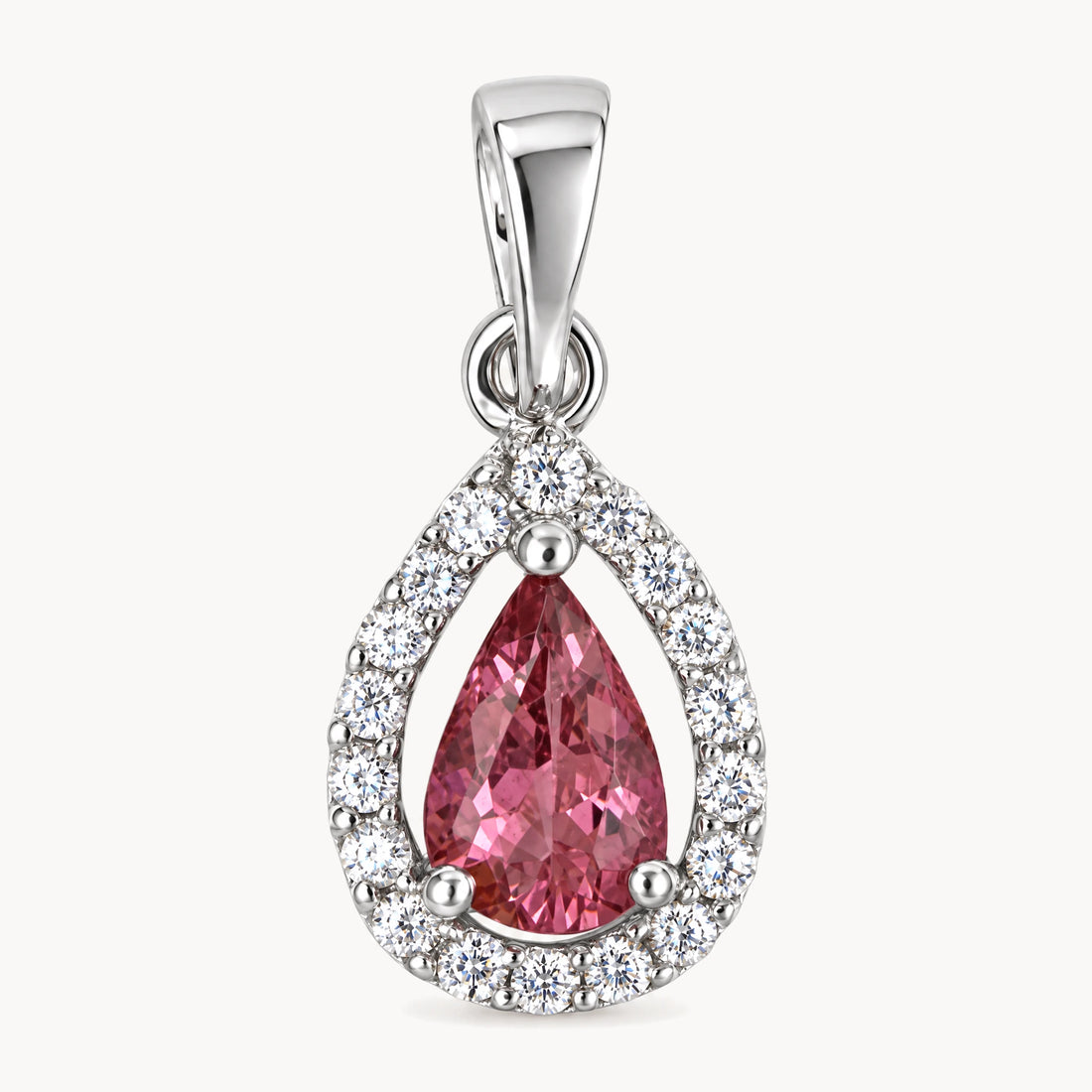 Anhänger in 585er Weißgold mit Turmalin &amp; Diamant